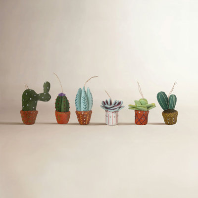Handmade Wool Felt Cactus In Planter Ornament