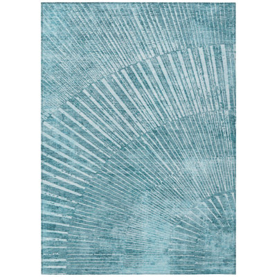 Tapis extérieur lavable antidérapant 9 pi x 12 pi bleu sarcelle