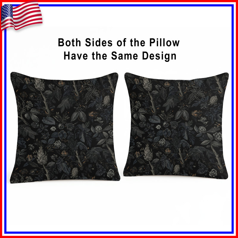 Botanical Floral Pattern Double Sided Throw Pillows, 14 x 14 inches
