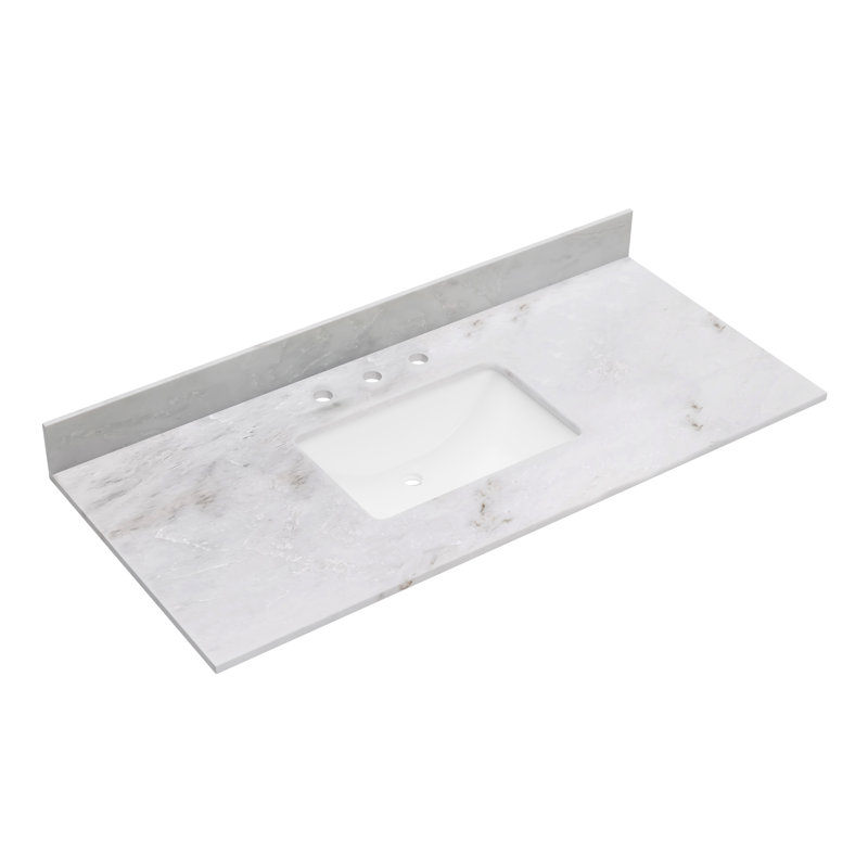 49'' White Marble Single Vanity Top with Ceramic Undermount Sink