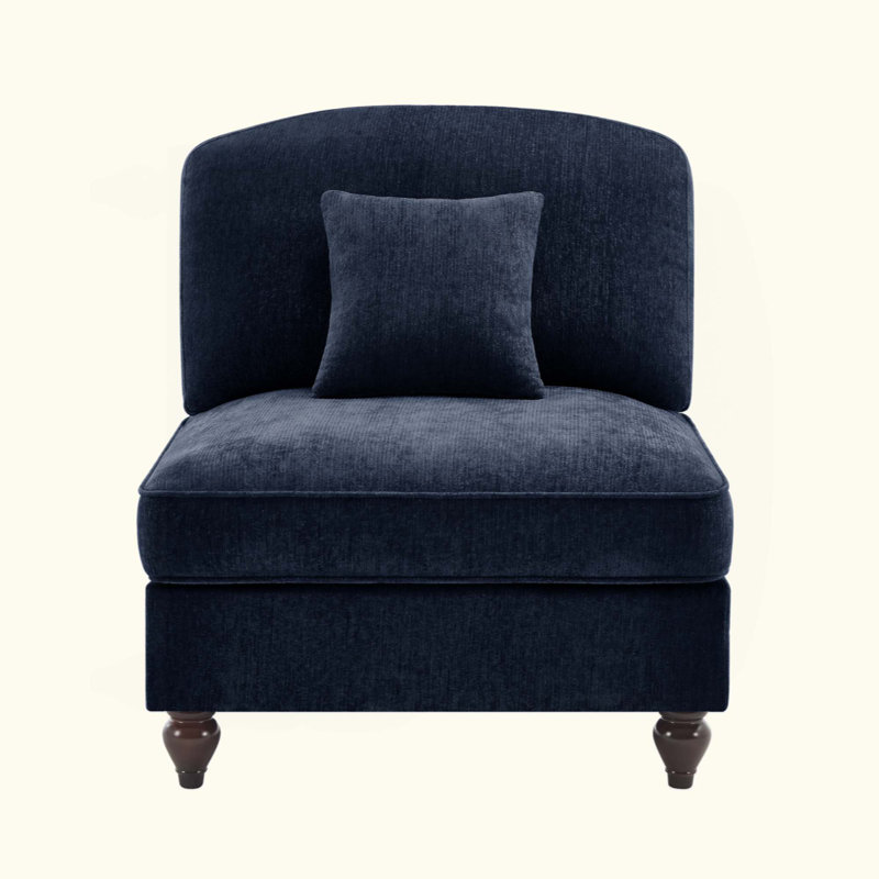 Canapé sans accoudoirs en chenille avec 1 coussin
