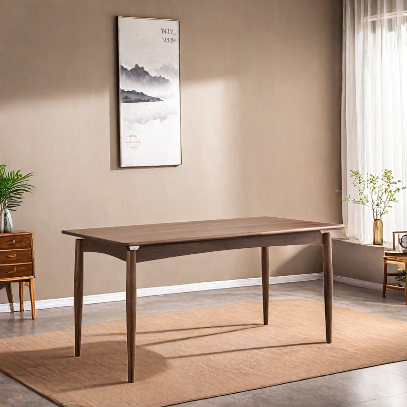 Naykin Walnut all solid wood dining table, 29.52"H x 55.11"L x 31.49"W