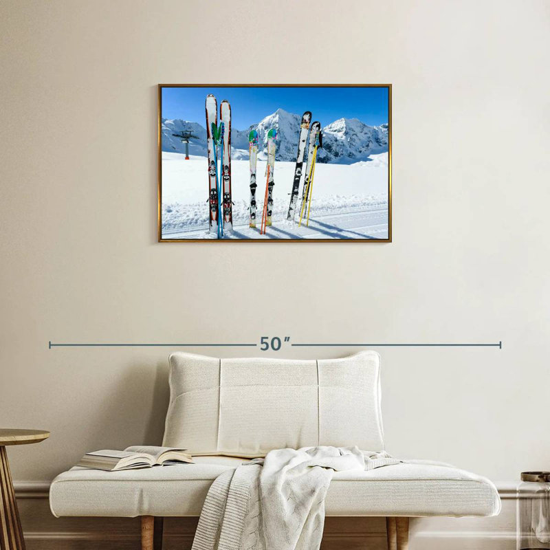Skis des montagnes enneigées, Cadre flottant doré, 31 po x 21 po