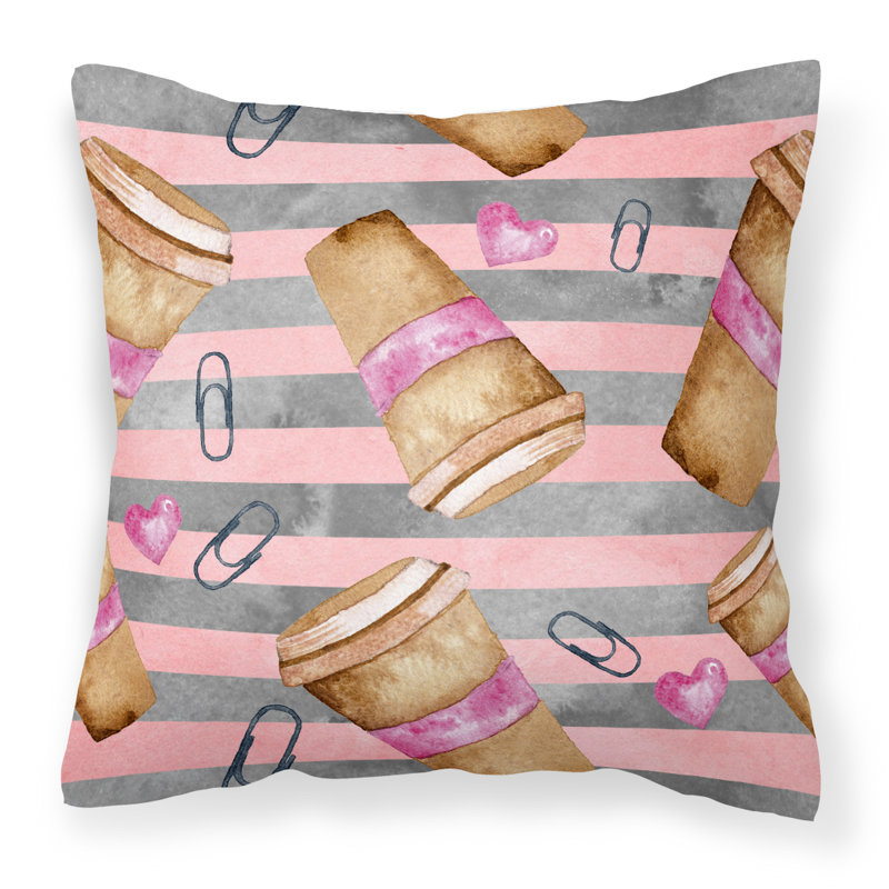  Coussin d'extérieur Coffee and Paper Clips, 18 po x 18 po