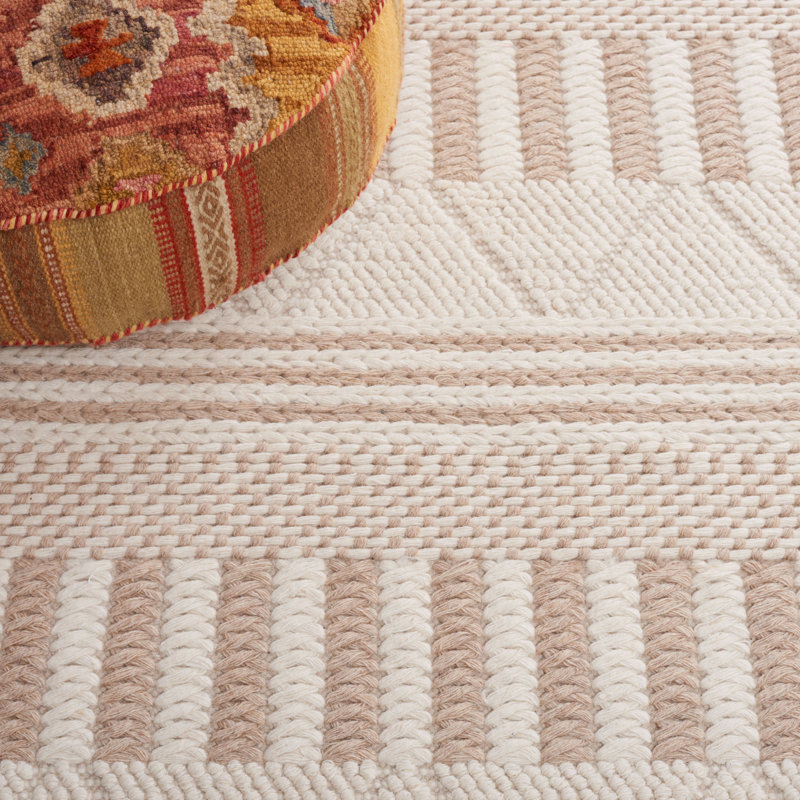 Jdyn Hand Woven Wool Geometric Rug, Rectangle 5' x 8'