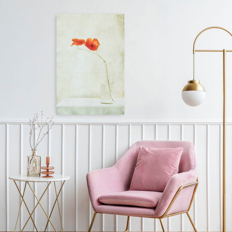 Art contemporain romantique coquelicot, H 24 po x l 16 po