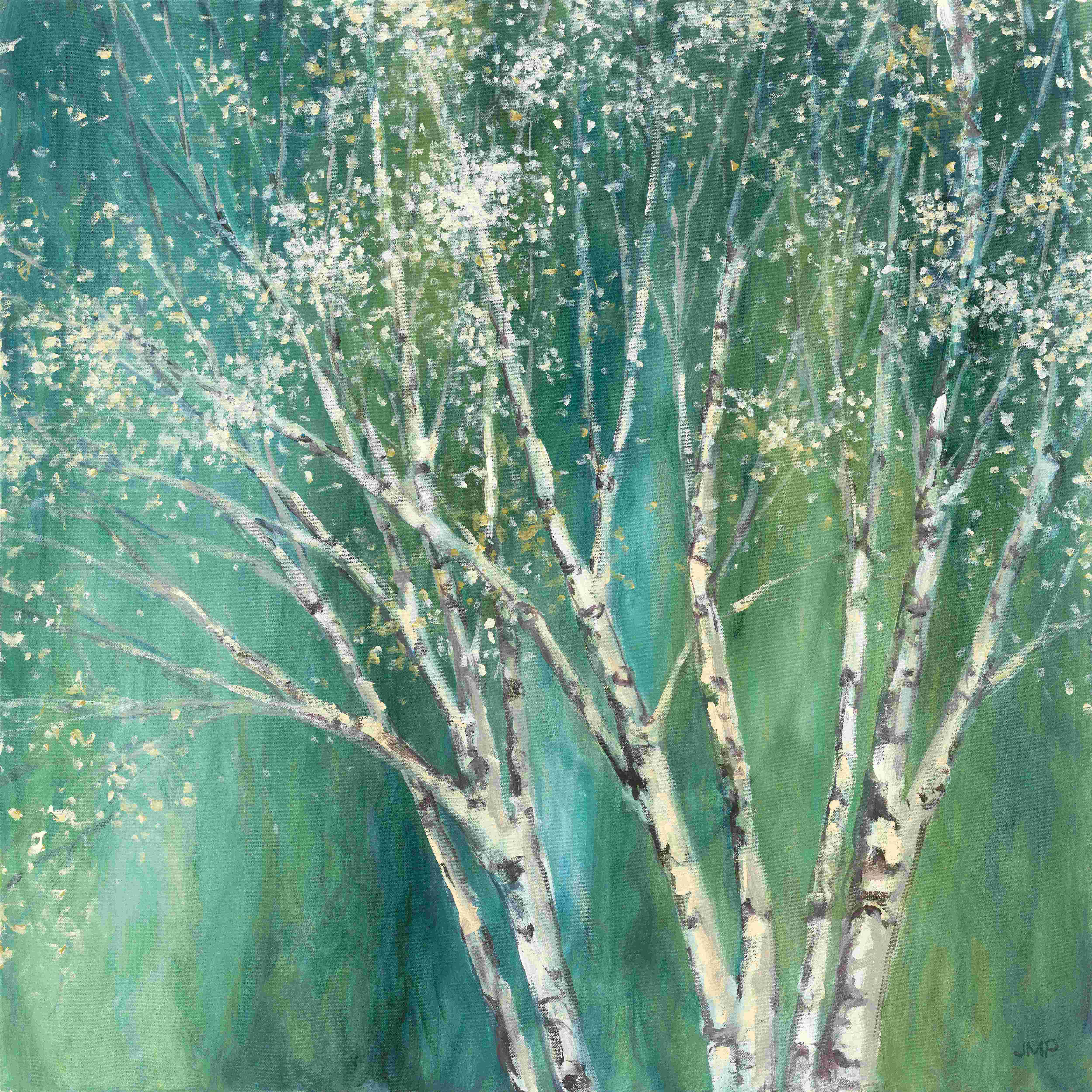 Millwood Pines Blue Birch Green - Wrapped Canvas Print | Wayfair
