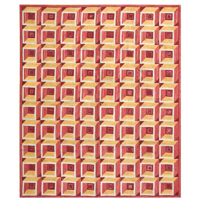 American Hooked Wool Geometric Area Rug