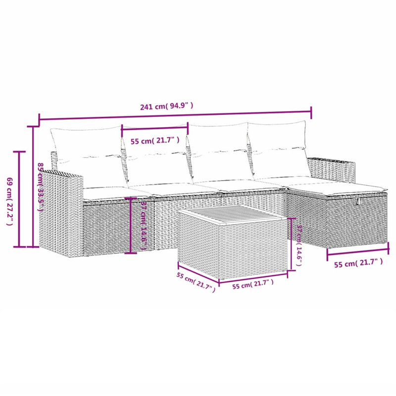 Ensemble de canapé de jardin Vidaxl Gris, gris foncé