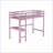 Twin Size Rubber Wood High Loft Bed with Built-in Desk &amp; Safety Guardrail, Pink - No Box Spring Needed