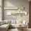Décoration murale crème en bois avec vase hydroponique - canapé de salon
