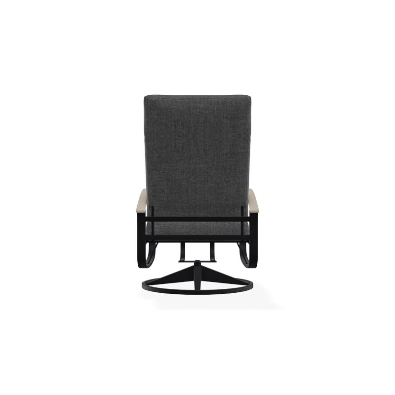 Belle Isle Outdoor Swivel Lounge Chair, Textured Black, Cast Slate Sunbrella® Plainweave, Desert P60