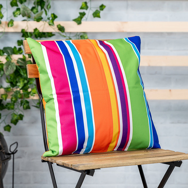 Bean Bag Bazaar Stripe Indoor-Outdoor Cushion, Technicolour