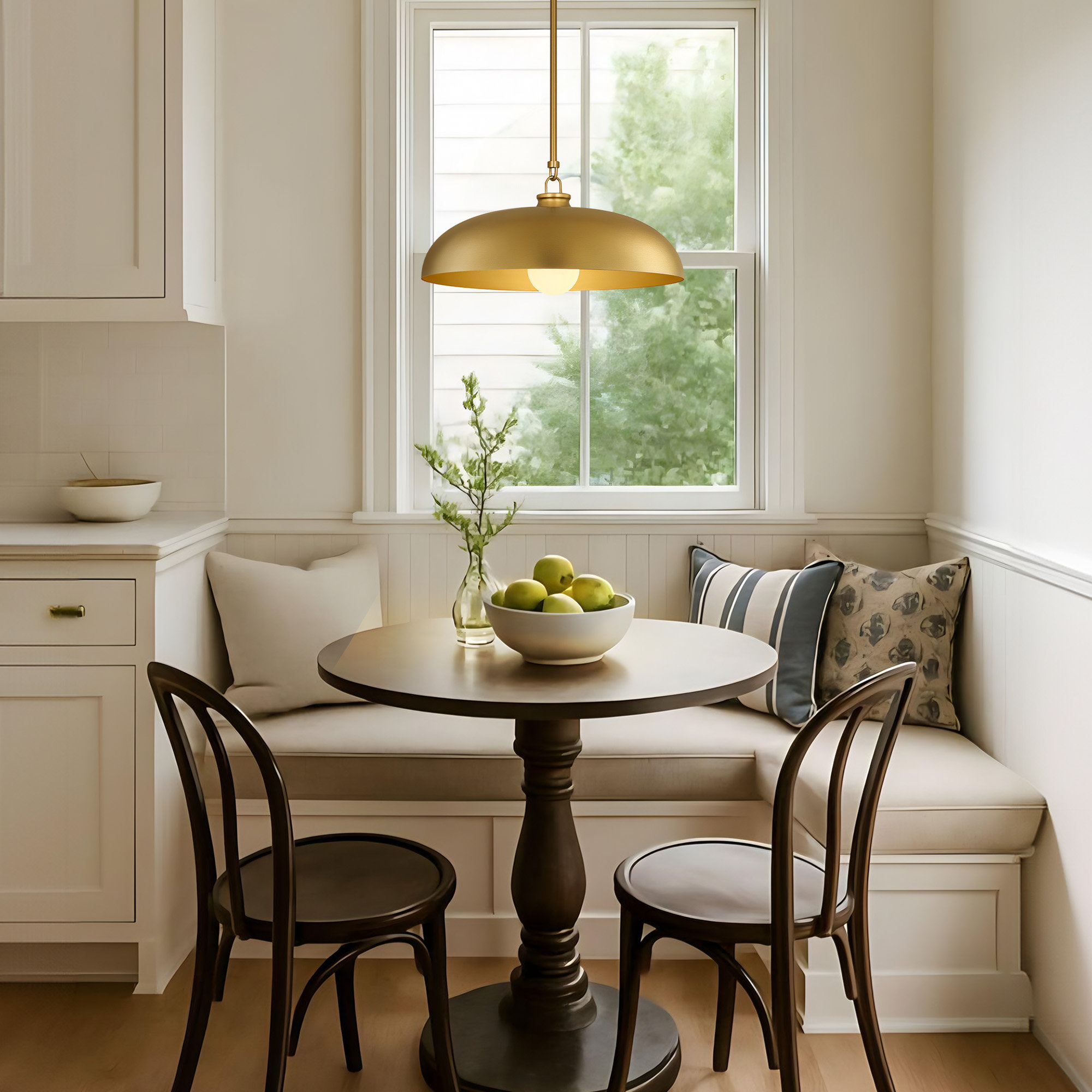 1-Light 15.7"W Dimmable Dome Kitchen Island Pendant ETL Certified, Brass Gold