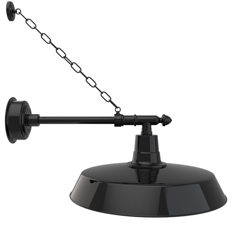 Luminaire de grange d'extérieur Oldage, H 11 po x l 22 po x P 32 po, Noir