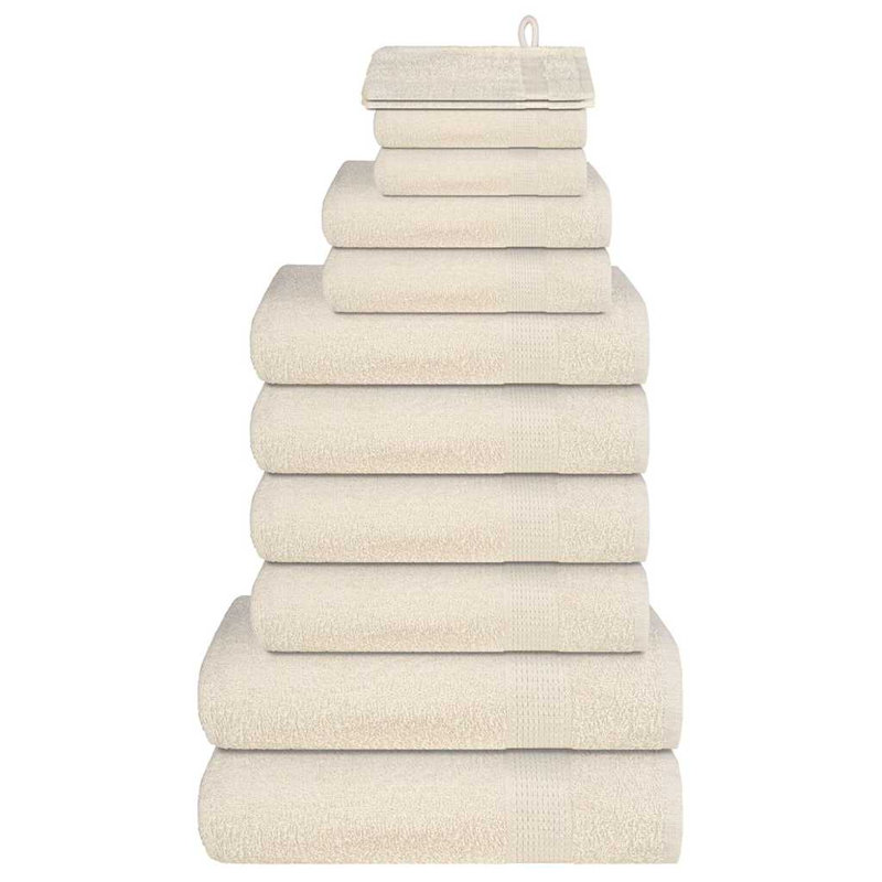 100% Cotton Mulit-Size Set, 12 Piece Towel Set, Cream