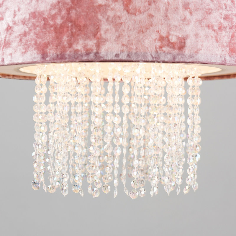 Boland 40cm H Plastic Drum Pendant Shade ( Clip On ), Pink Velvet