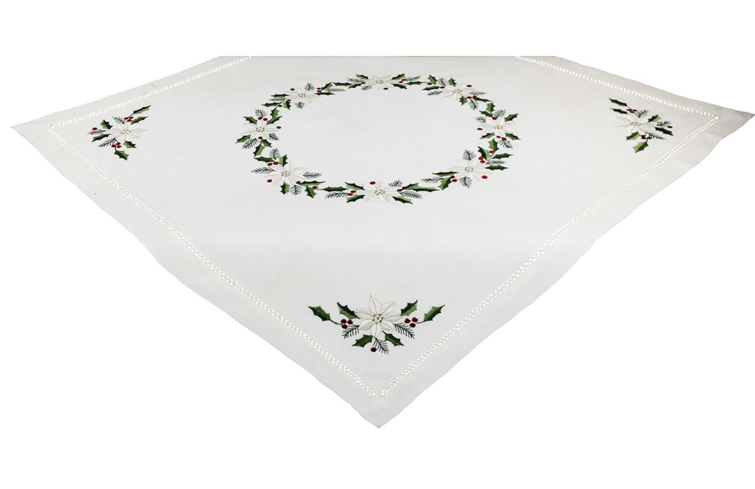 Samuelson Embroidered Hemstitch Table Topper The Holiday Aisle® 