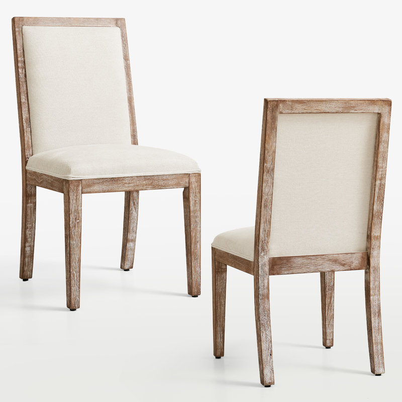 Chaise rembourrée avec cadre en bois massif, Ivoire ivoire