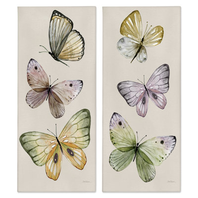 Delicate Winged Butterfly Trio 2 PC Canvas Wall Art Set by Carol Robinson