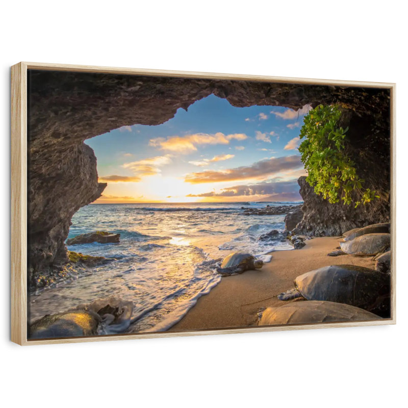Tortue Maui, Cadre flottant en bois naturel, 37 po x 25 po