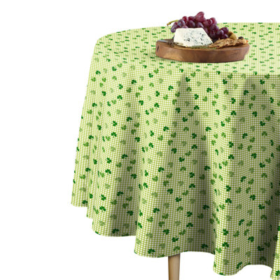 Chayla Shamrocks Gingham Check Round Tablecloth