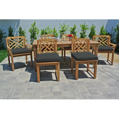 Monterey Outdoor 7 - Piece Teak Dining Set with Cushions