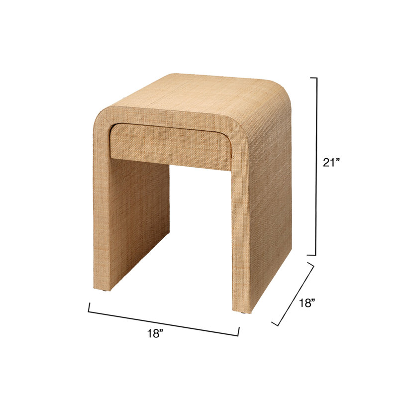 Montecito 1-Drawer Raffia Side Table