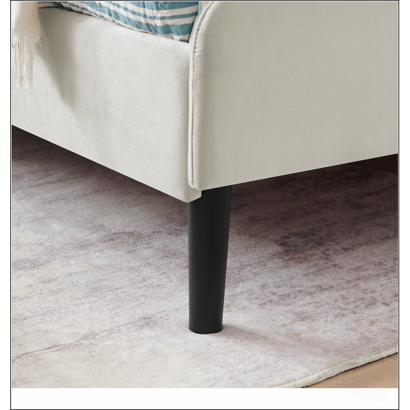 Cadre de lit plateforme réglable en velours avec rangement, idéal pour les chambres modernes et peu encombrantes.