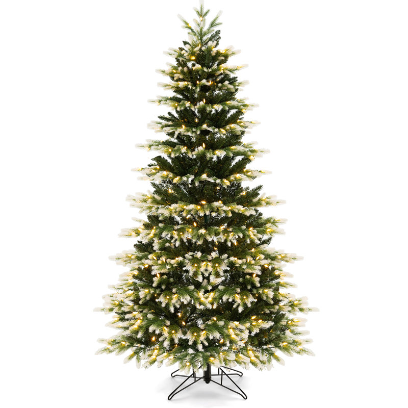 7 ft Green and White Christmas Tree with LED Lights and Remote