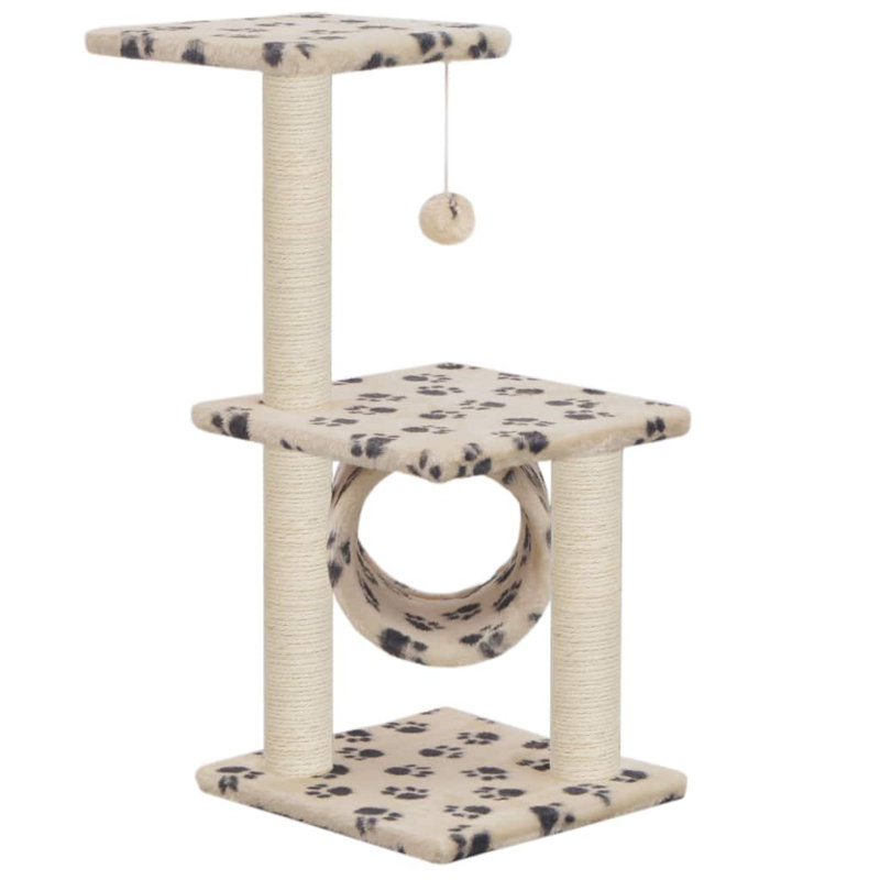 65cm Lochlan Cat Tree or Condo, Beige with paw print