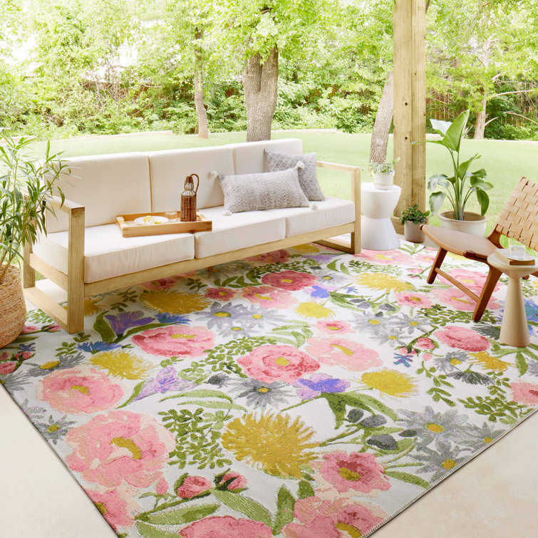 Cassidy Floral Indoor Outdoor Rug Carpet Washable Large Area Rugs