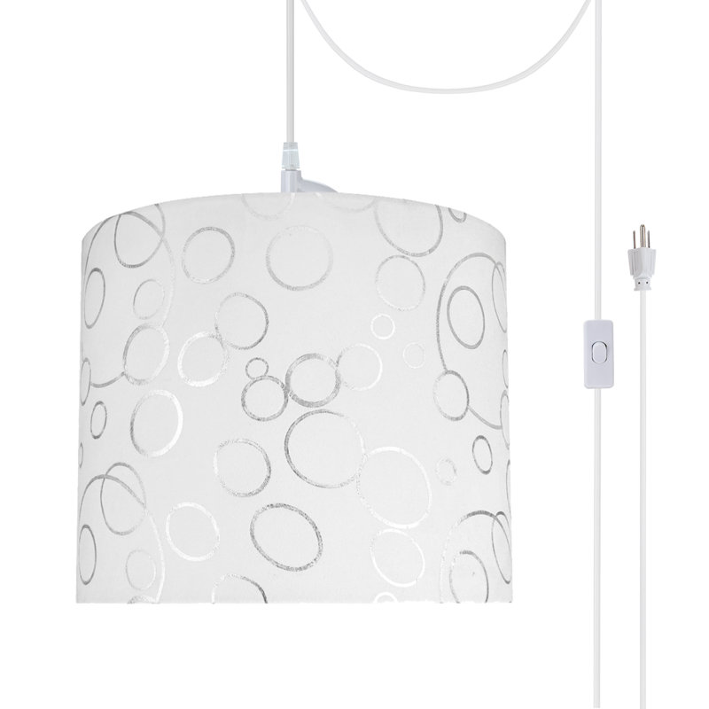 Luminaire suspendu tambour 1 lumière Haywards, Blanc / argent