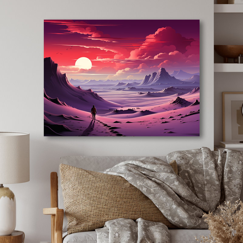 Mauve azur, espace, désert I, art mural en métal, H 12 po x l 20 po x P 1 po