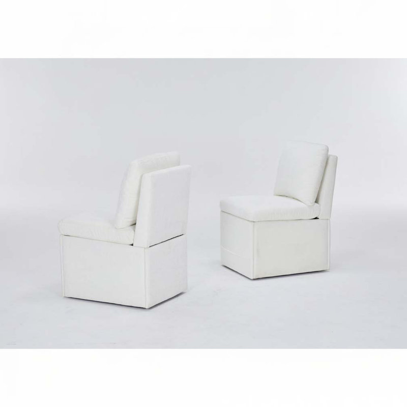 Chaise rembourrée en lin 25,6 po, Ivoire ivoire