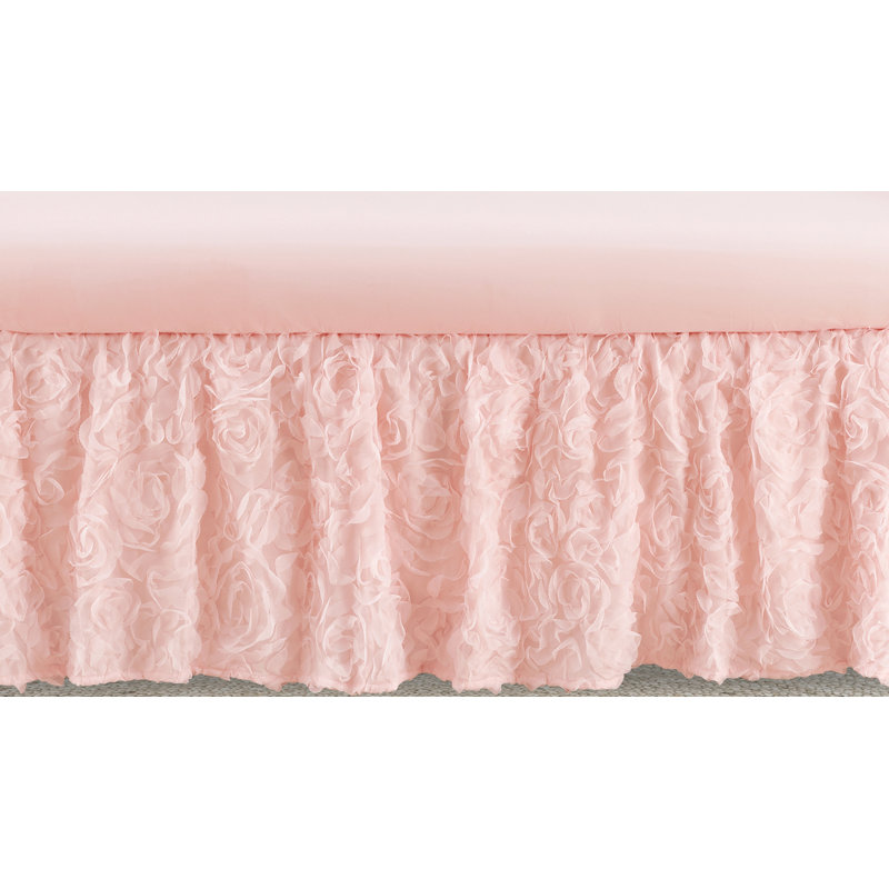 Volant floral pour lit de bébé, Rosé
