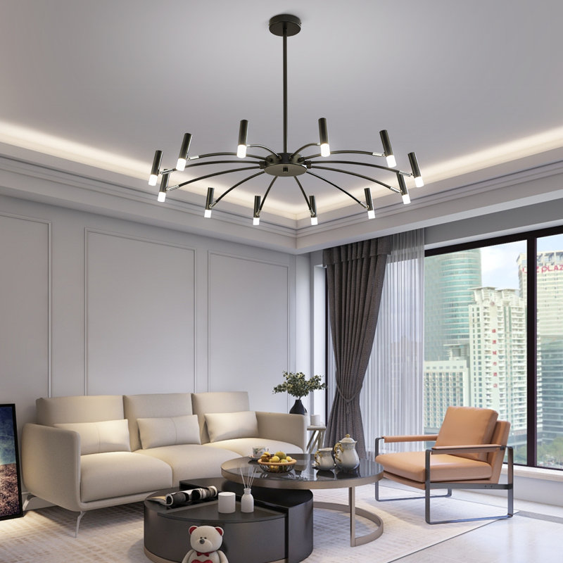 15-Light Dimmable LED Modern Chandelier, 60" H x 38" W x 38" D