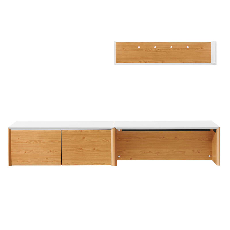 Bureau mural avec armoire et tablette Modway Kinetic, H 23 po x l 76 po x P 18 po, Blanc / Naturel
