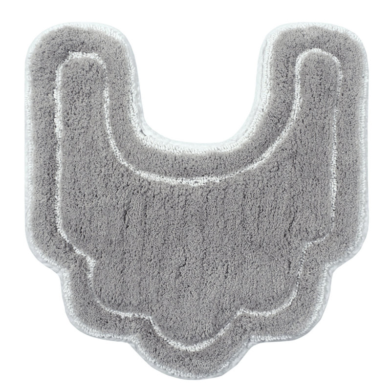 Dobrinka Bath Rug Plush 100% Cotton Mat, Unique Design, Absorbent, Quick Dry, Gray, 20"x20"(Contour)