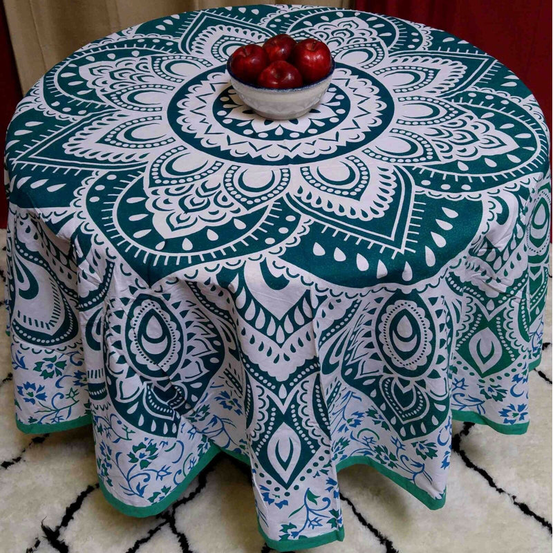 Norazn 100% Cotton Blooming Tablecloth, Green