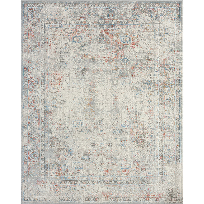 Tonio Indoor Rug, Rectangle 5'6" x 8'6", Gray/Red