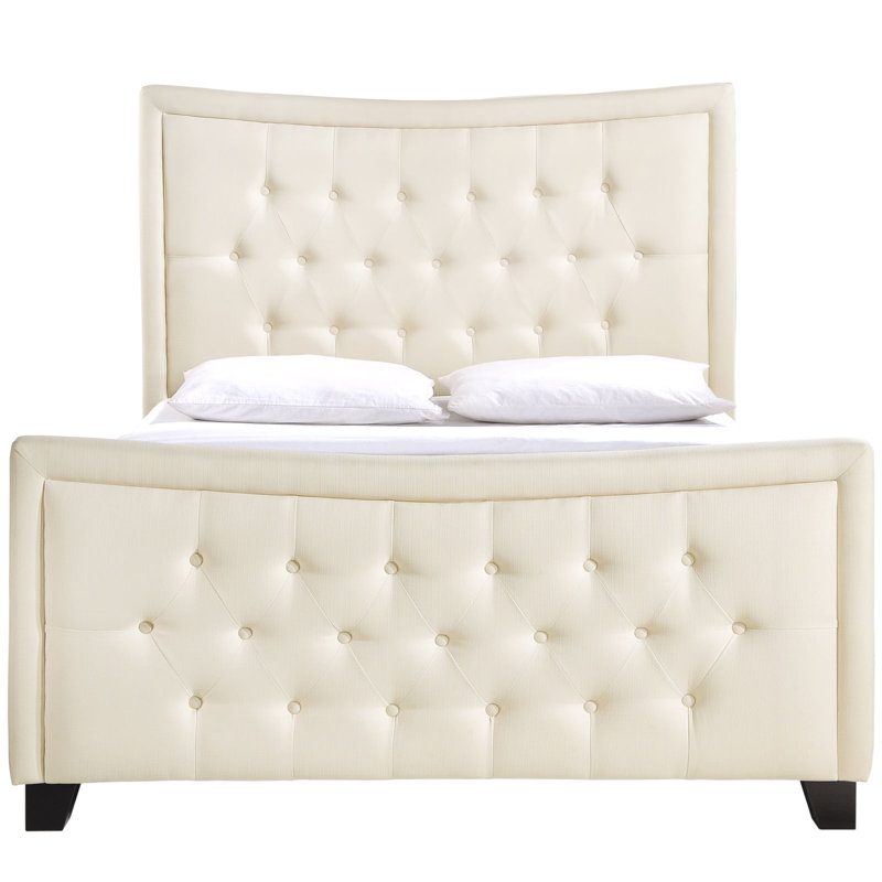 Grand lit plateforme tapissier Modway, Ivoire