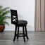 Tabouret pivotant à dossier en X de 24 po de hauteur comptoir, siège en tissu-1677019336