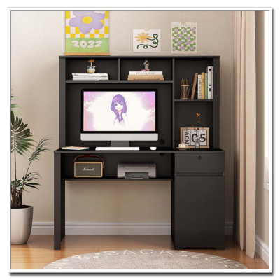 Computer Desk with Hutch & Bookshelf,Wood Executive Desk Teens Student Desk Writing Laptop Home Office Desk