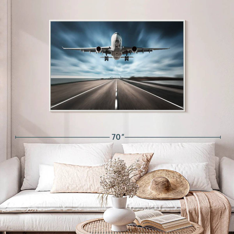 Avion de piste, Cadre flottant blanc, 46 po x 31 po