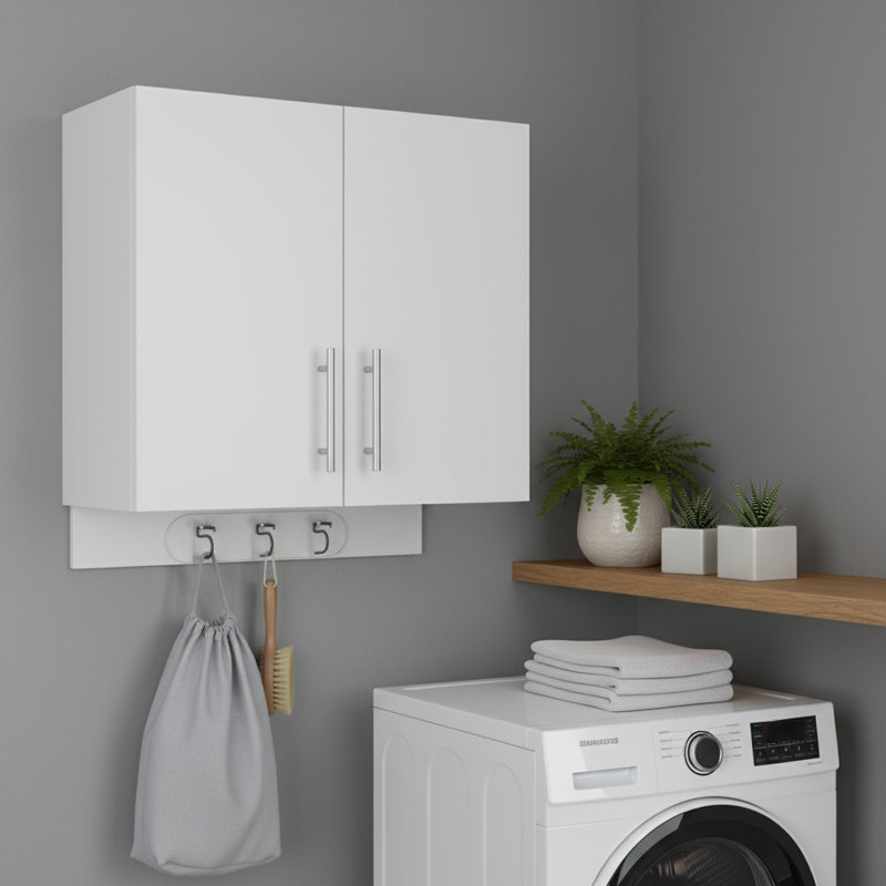 Armoire murale 26 po en bois blanc avec deux portes