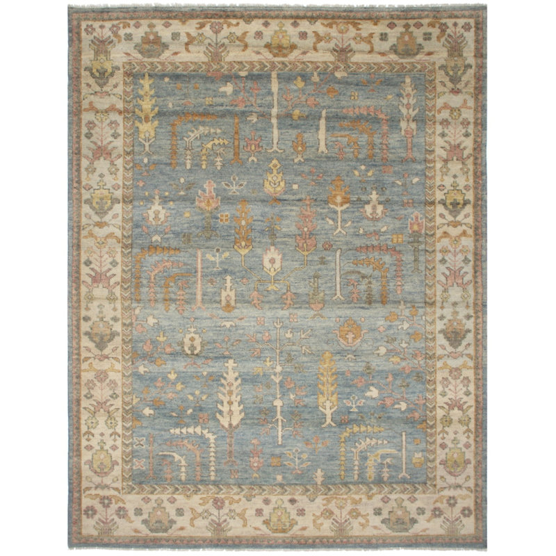 One-of-a-Kind Rectangle 9'2" X 11'9" New Age Area Rug Blue