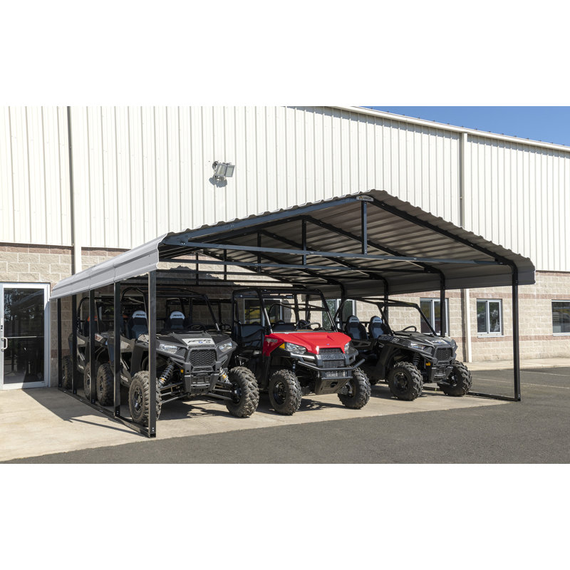 Galvanized Steel Carport, 20X20X7, Eggshell