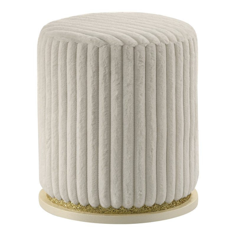 Tabouret rond rembourré Arica, Beige