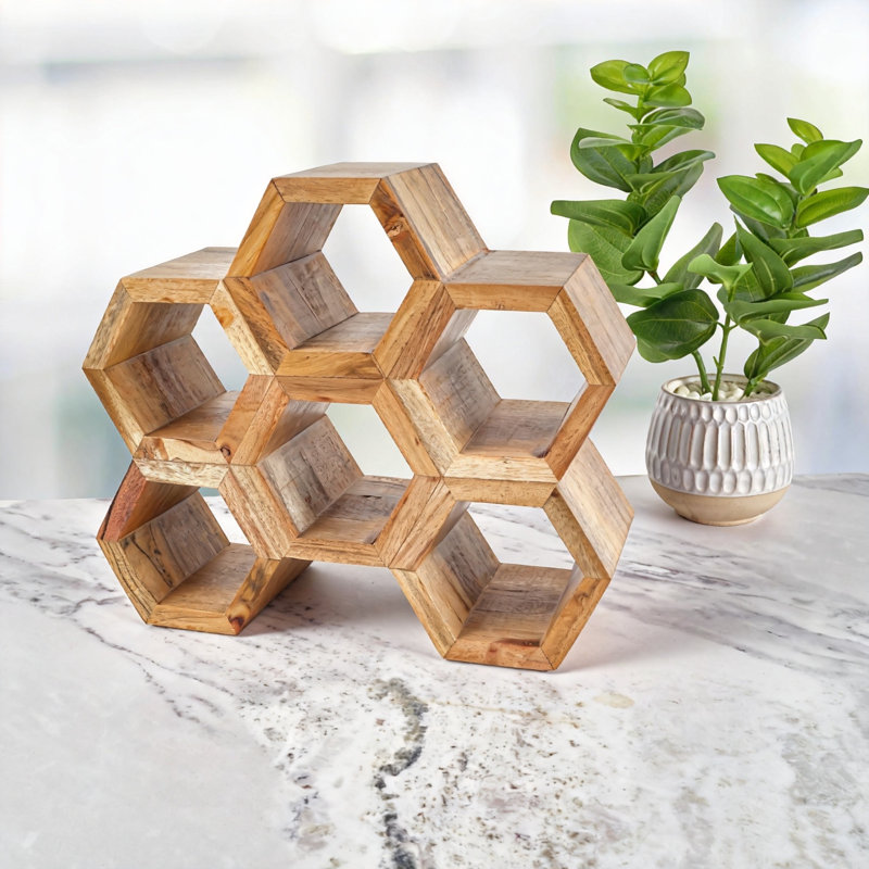 Support à vin en bois d'acacia, 6 bouteilles (bois)